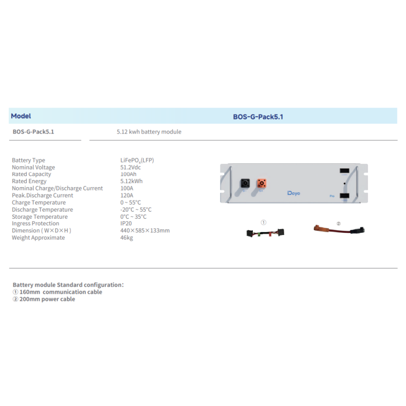 Акумуляторний модуль Deye BOS-G PRO 5.12 кВт·год (High Voltage)